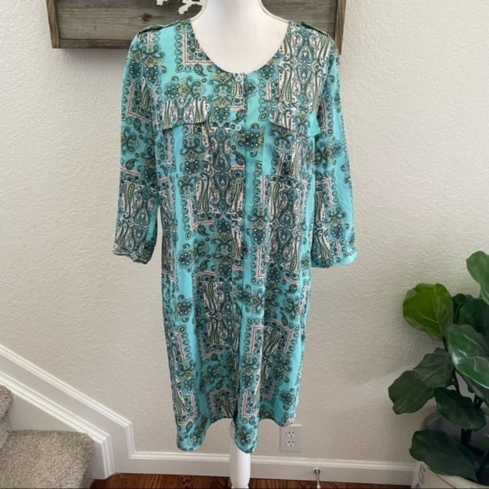 Victoria’s Secret blue paisley button down cover up size L